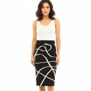 NWT Philosophy Republic Knit Skirt Women M Scroll Print Sweater Preppy Chic